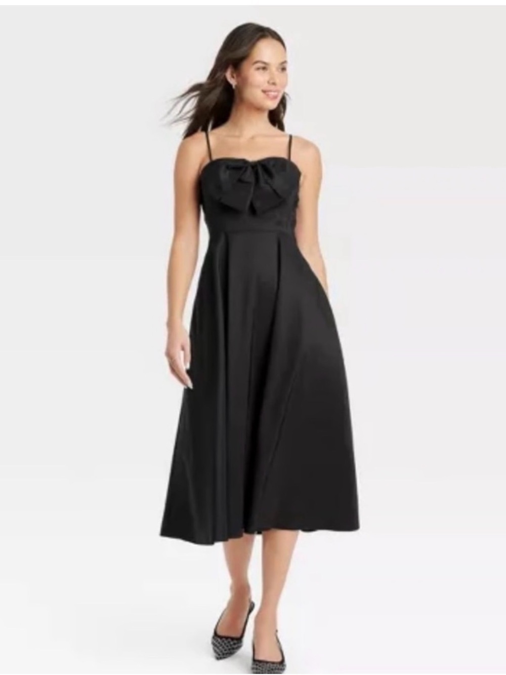 a new day Black Midi Dress with Front Bow